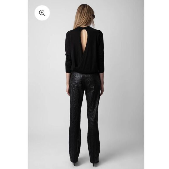 $298 Zadig & Voltaire Emma Open back Black Sweater NEW W FLAW - Picture 5 of 12